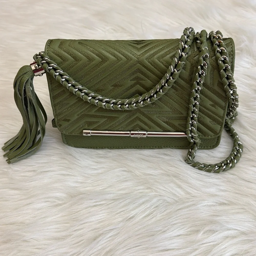 Aimee Kestenberg Alexis Chain Green Leather Small Crossbody Bag